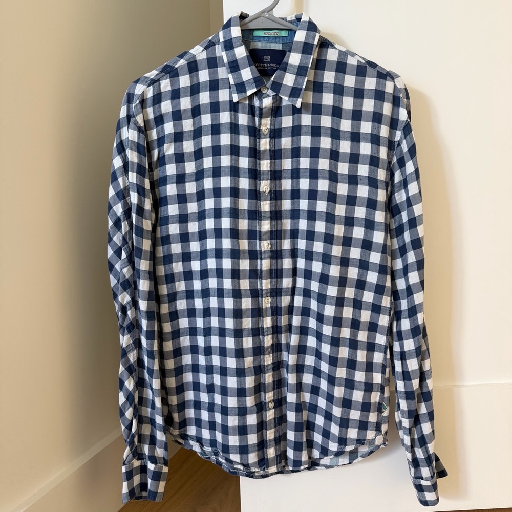 Scotch & Soda Navy and White Plaid Shirt